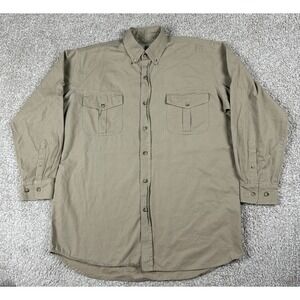 Boyt Harness Company Shirt Mens Medium Beige Button Up Long Sleeve Outdoor Hunt